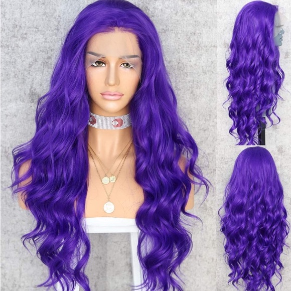 22” PURPLE ISH BLUE WAVY LACE FRONT WIG *NEW* - Picture 1 of 5